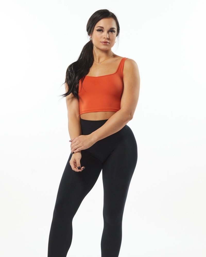 Women's Alphalete Ultrasoft Square Neck Tank Tank Top Orange | 2765-DHKAX