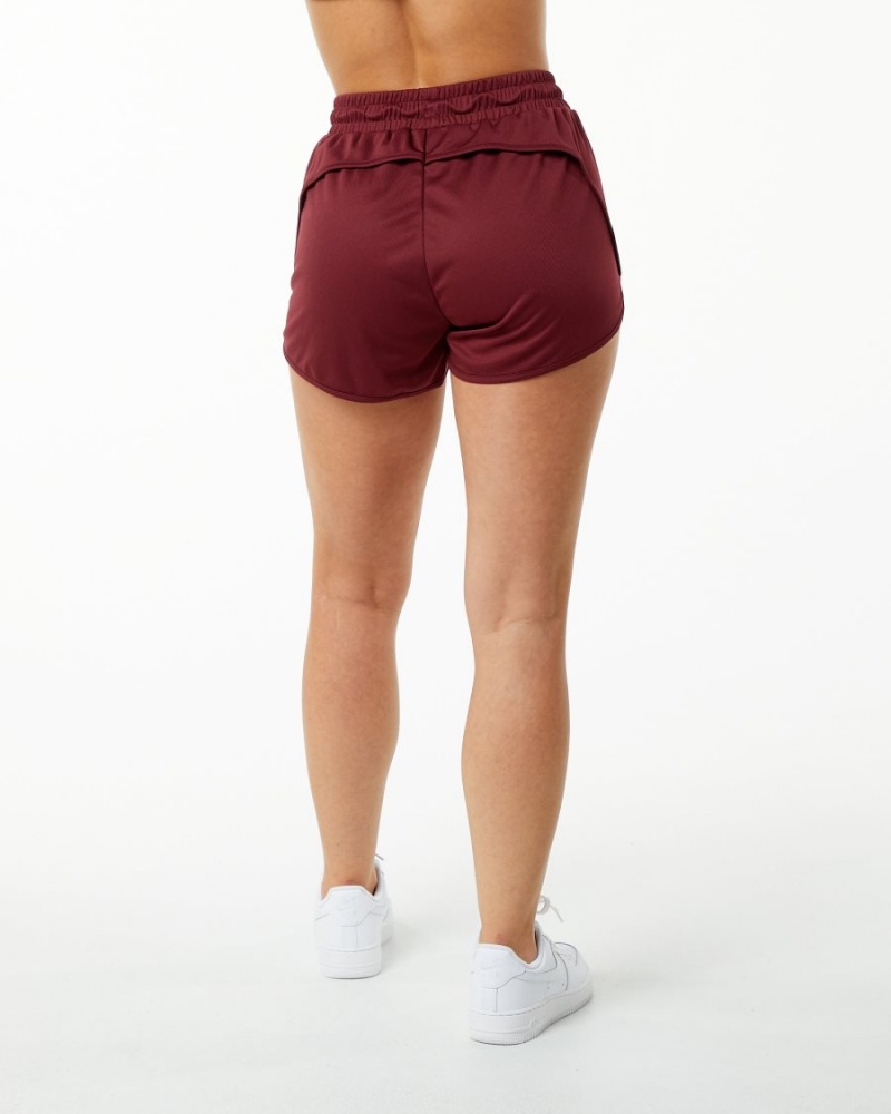 Women's Alphalete Varsity Short 3.25" Shorts Crimson | 9563-PBFSQ