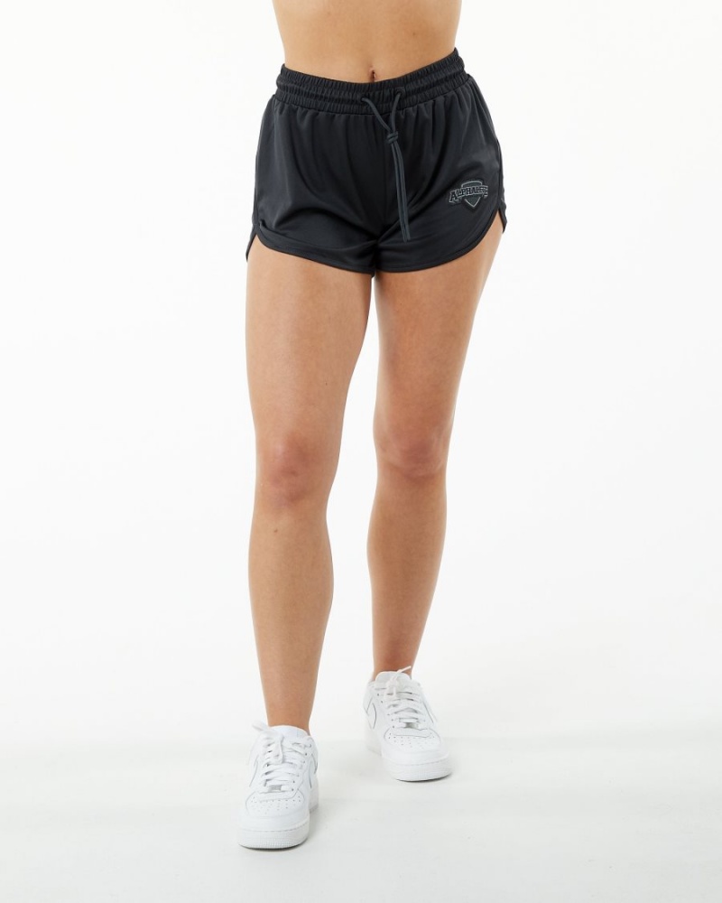 Women's Alphalete Varsity Short 3.25" Shorts Black | 1034-NRXOC