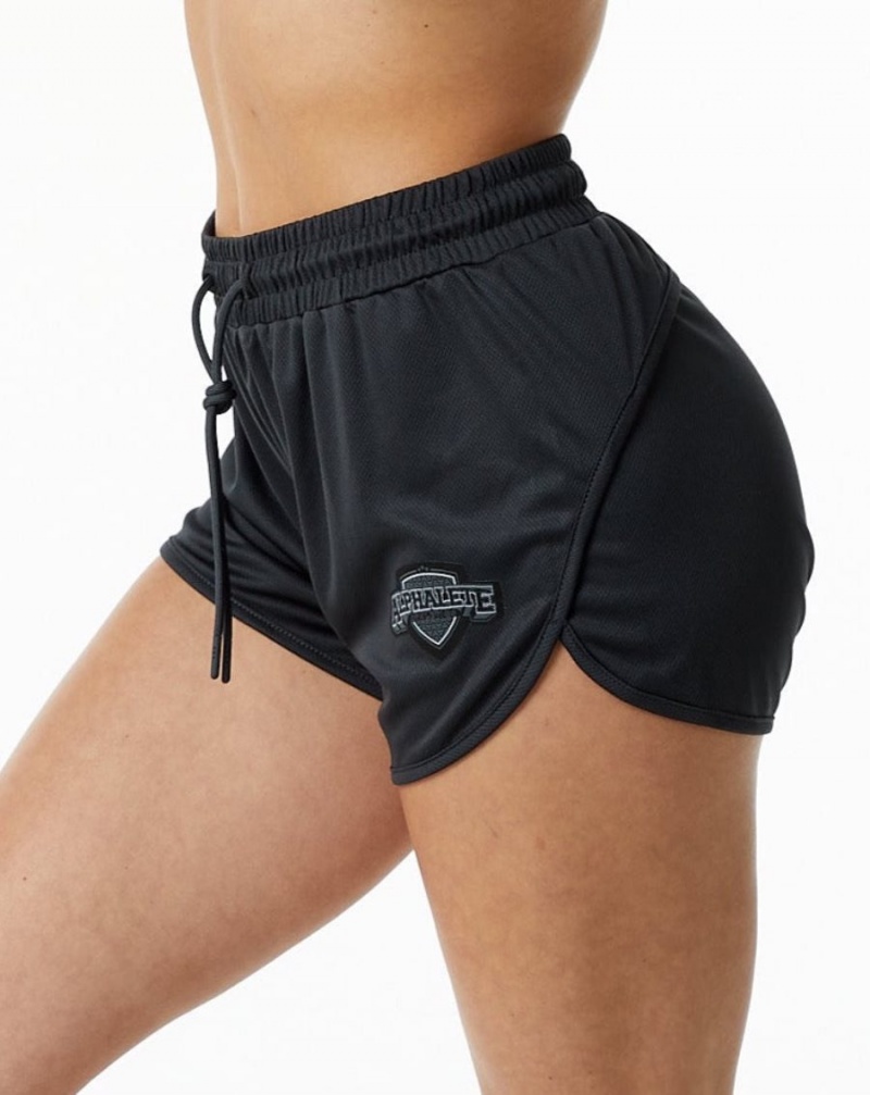 Women\'s Alphalete Varsity Short 3.25" Shorts Black | 1034-NRXOC