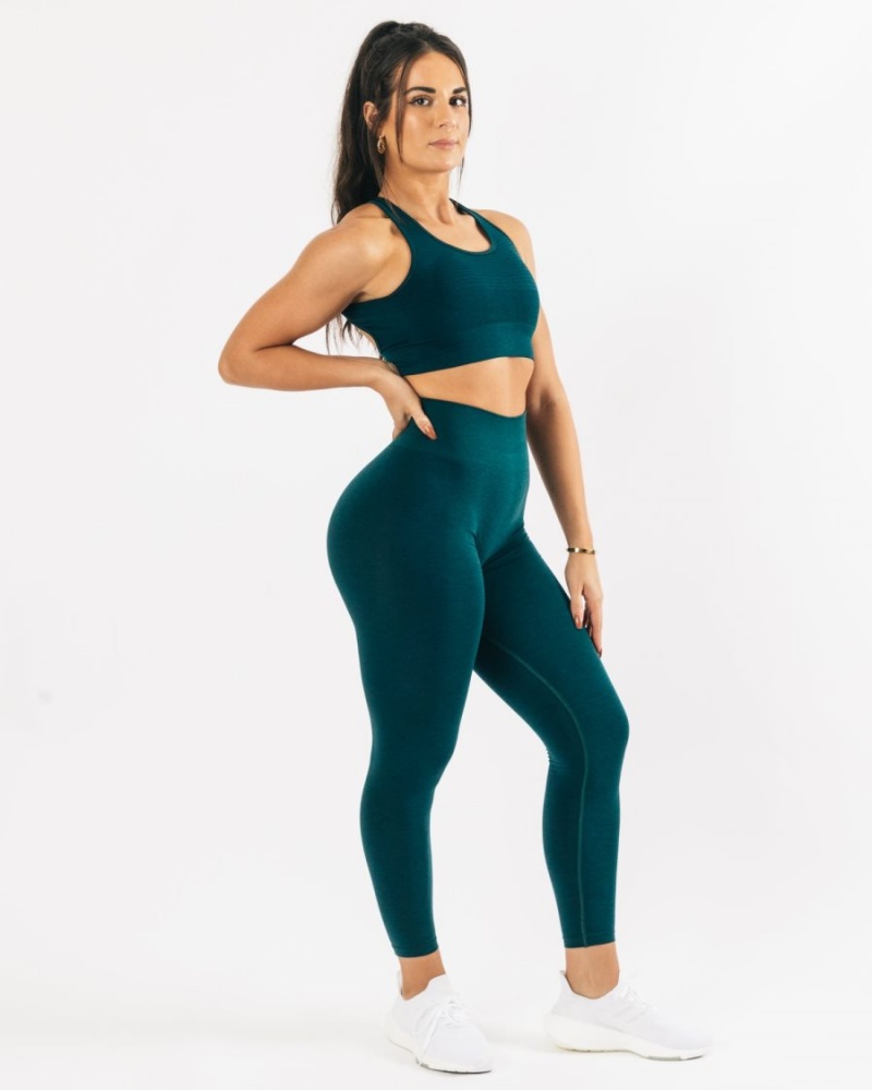 Women's Alphalete Vault Bra Sports Bra Teal | 4523-KSIJW