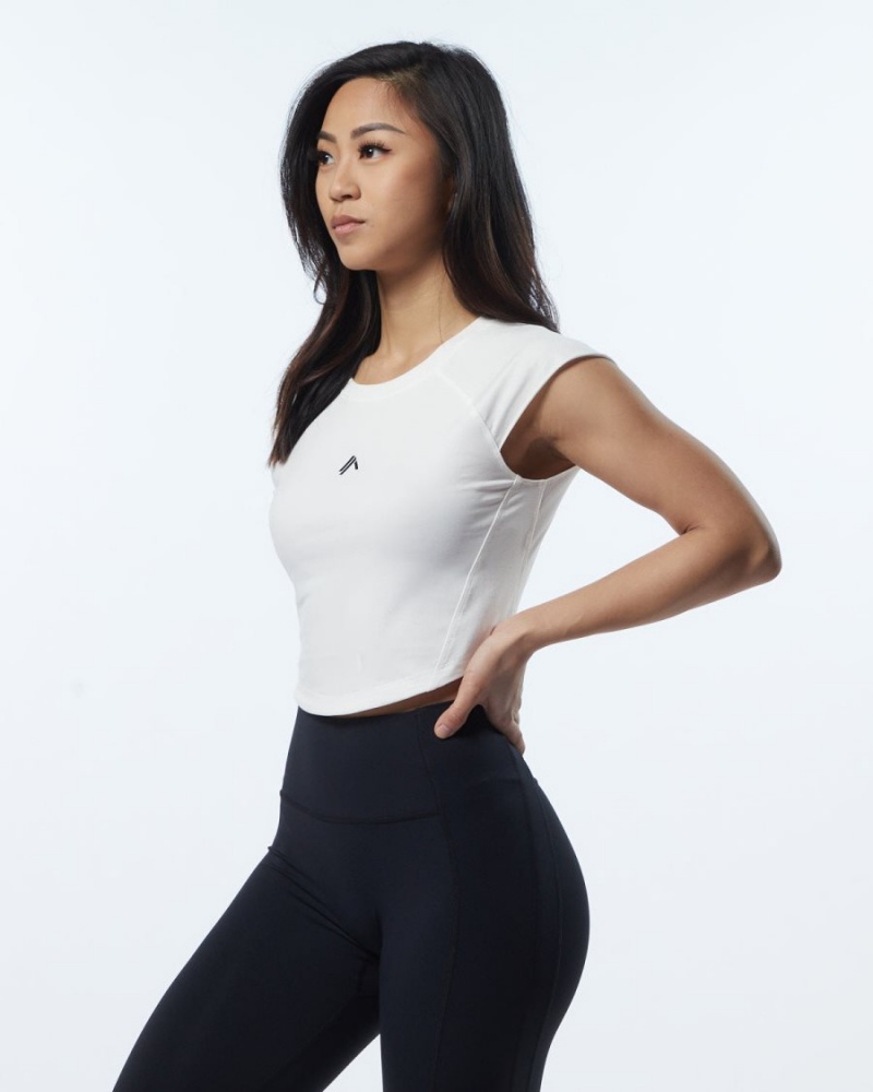 Women's Alphalete Velocity Crop Tee Shirts Resin | 4732-NPYZJ