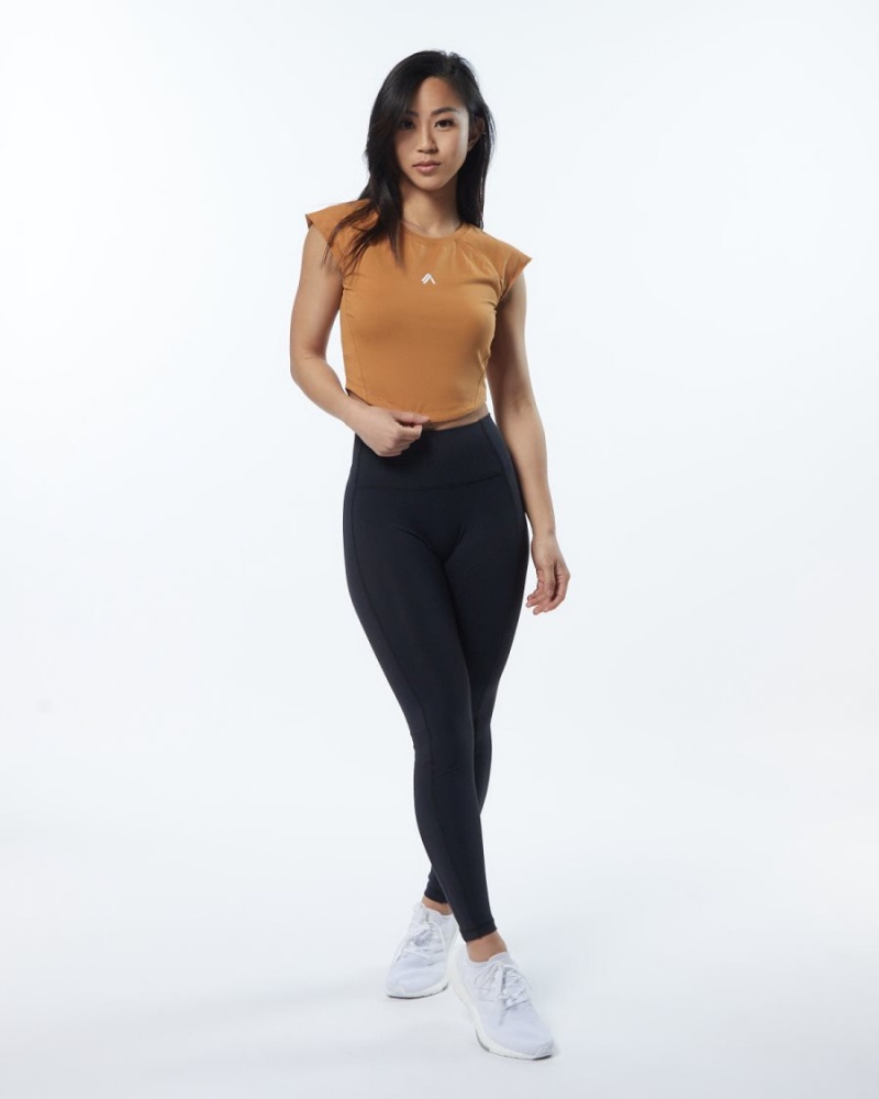 Women's Alphalete Velocity Crop Tee Shirts Chestnut | 3846-JHYPM