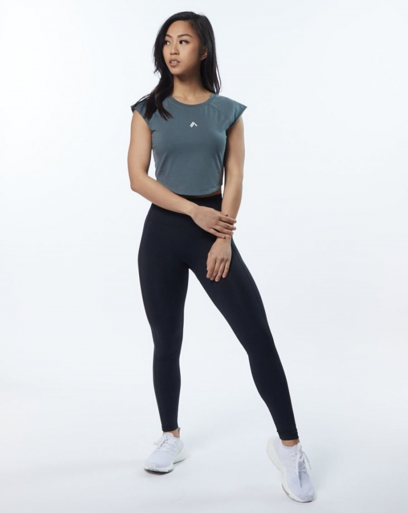 Women's Alphalete Velocity Crop Tee Shirts Porcelain Grey | 6170-ZIRWS