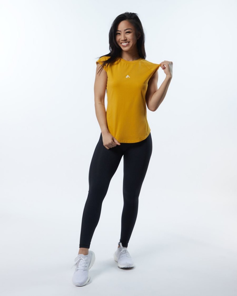 Women's Alphalete Velocity Tee Shirts Exotic Yellow | 7625-JFYUK