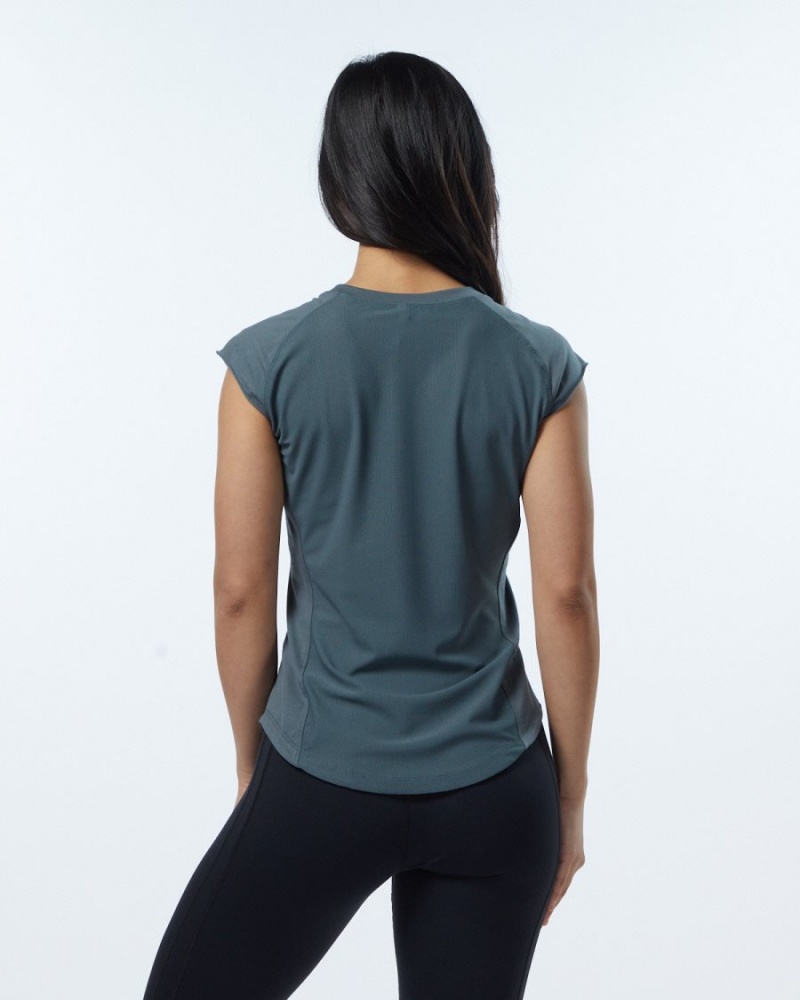 Women's Alphalete Velocity Tee Shirts Porcelain Grey | 8472-IKVEJ