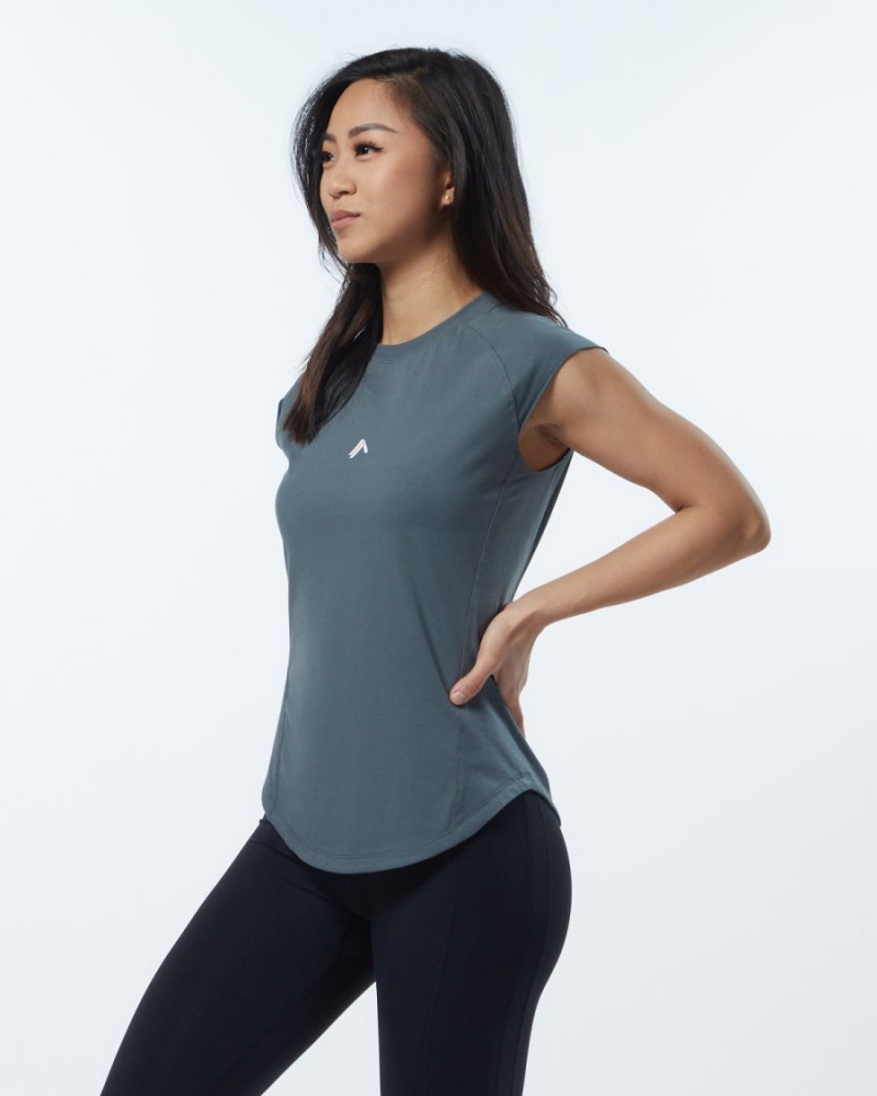 Women's Alphalete Velocity Tee Shirts Porcelain Grey | 8472-IKVEJ