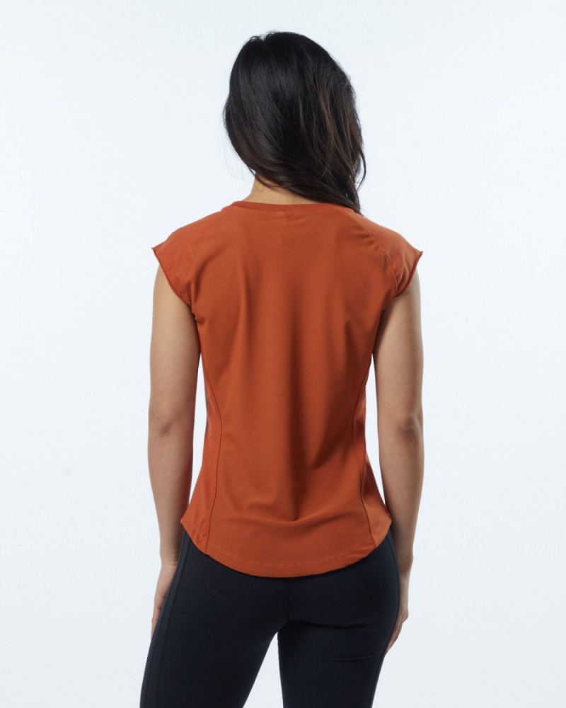 Women's Alphalete Velocity Tee Shirts Sour Tangerine | 8106-UJGES