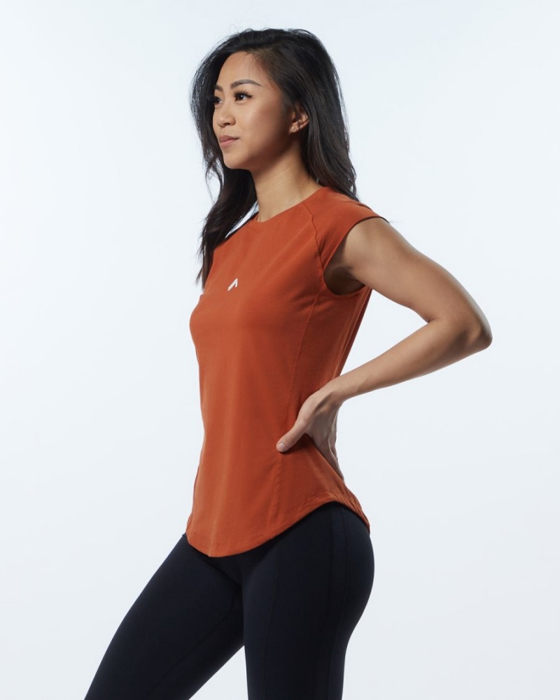 Women's Alphalete Velocity Tee Shirts Sour Tangerine | 8106-UJGES