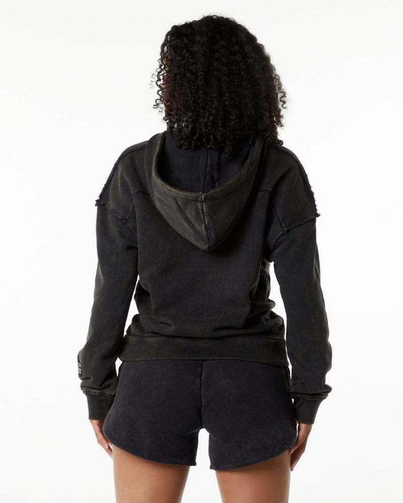 Women's Alphalete Very Terry Hoodie Hoodie Onyx | 5204-ZVEDW