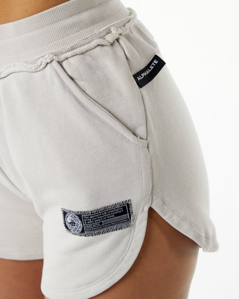 Women's Alphalete Very Terry Short Shorts Moonstone | 2316-RHMLU