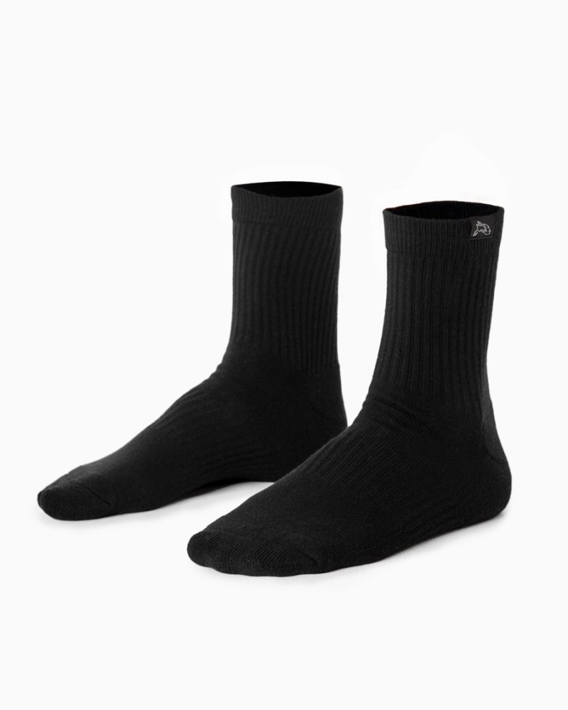 Women's Alphalete Wolf Head Crew Sock 3pk Accessories Black | 7916-LJUVX