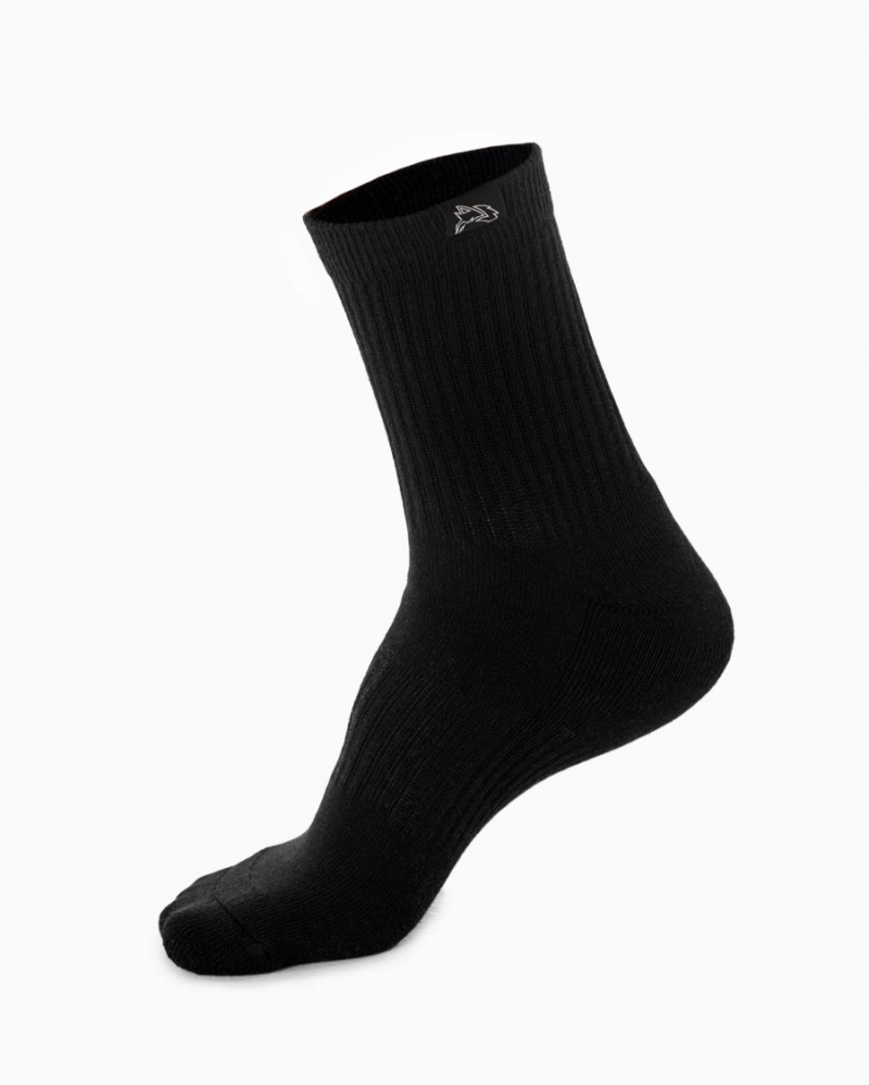 Women's Alphalete Wolf Head Crew Sock 3pk Accessories Black | 7916-LJUVX